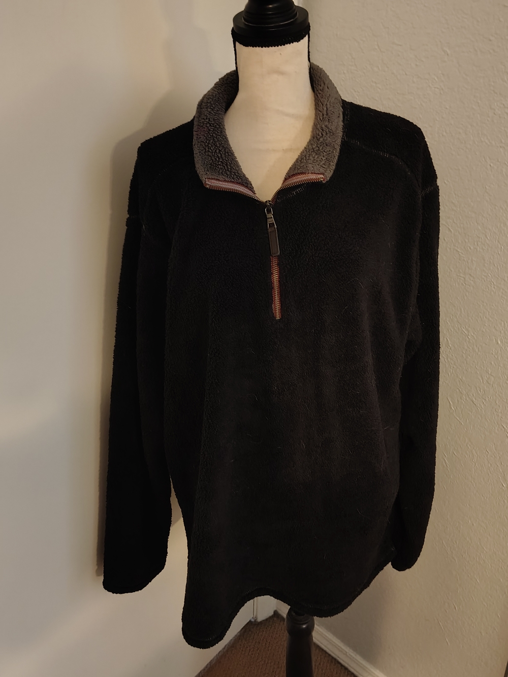 Trinity Black Zip-Up Fleece with Gray Contrast Collar